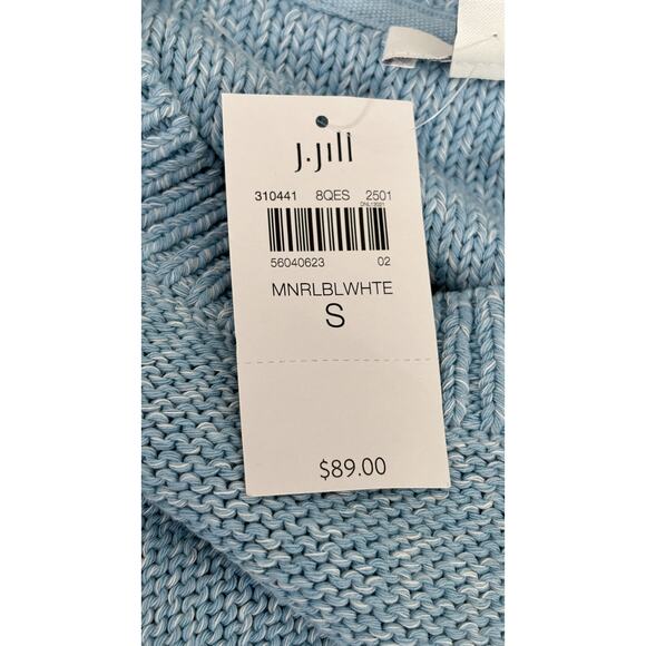 J Jill Crew Neck Knit Sweater Pullover Womens Size Small Mineral Blue White New - Picture 14 of 16
